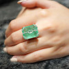 20ct Large Crown Emerald Two Tone Statement Cocktail Ring