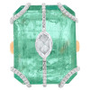 20ct Large Crown Emerald Two Tone Statement Cocktail Ring