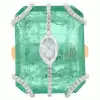 20ct Large Crown Emerald Two Tone Statement Cocktail Ring