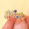 2.8ctw Multicolor Sapphire Milgrain Vintage Bubble Ring