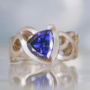 3.5ct Trillion Cut Tanzanite Blue Intertwined Modern Ring