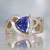3.5ct Trillion Cut Tanzanite Blue Intertwined Modern Ring