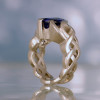 3.5ct Trillion Cut Tanzanite Blue Intertwined Modern Ring