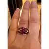 2.5ct Marquise Cut Ruby Gold Tone Cocktail Ring
