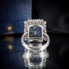 14ct Halo Emerald Cut Aquamarine Vintage Cocktail Ring