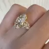 2.5ct Marquise Cut Cluster Gold Tone Engagement Ring