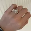 2.5ct Marquise Cut Cluster Gold Tone Engagement Ring