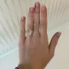 2.5ct Marquise Cut Cluster Gold Tone Engagement Ring