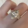 2.5ct Marquise Cut Cluster Gold Tone Engagement Ring