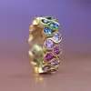 8ctw Round Cut Multicolor Sapphire Rainbow Eternity Ring