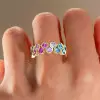 8ctw Round Cut Multicolor Sapphire Rainbow Eternity Ring