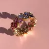 8ctw Round Cut Multicolor Sapphire Rainbow Eternity Ring