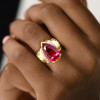 5.8ct Pear Cut Ruby Bold Vintage Cocktail Ring