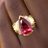 5.8ct Pear Cut Ruby Bold Vintage Cocktail Ring