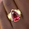 5.8ct Pear Cut Ruby Bold Vintage Cocktail Ring