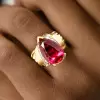 5.8ct Pear Cut Ruby Bold Vintage Cocktail Ring