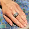4.2ct Princess Cut Modern Style Square Wedding Ring Set