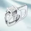 4.2ct Princess Cut Modern Style Square Wedding Ring Set