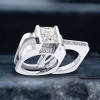 4.2ct Princess Cut Modern Style Square Wedding Ring Set