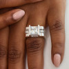 4.2ct Princess Cut Modern Style Square Wedding Ring Set
