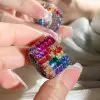 20ctw Allover Asscher Cut Multicolor Sapphire Bold Rainbow Cocktail Ring