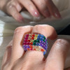 20ctw Allover Asscher Cut Multicolor Sapphire Bold Rainbow Cocktail Ring