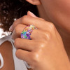 20ctw Allover Asscher Cut Multicolor Sapphire Bold Rainbow Cocktail Ring
