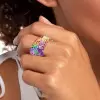 20ctw Allover Asscher Cut Multicolor Sapphire Bold Rainbow Cocktail Ring