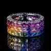 14ctw Asscher Cut Multicolor Sapphire Bold Rainbow Cocktail Ring