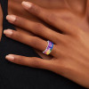 14ctw Asscher Cut Multicolor Sapphire Bold Rainbow Cocktail Ring
