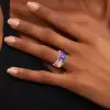 14ctw Asscher Cut Multicolor Sapphire Bold Rainbow Cocktail Ring