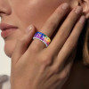 14ctw Asscher Cut Multicolor Sapphire Bold Rainbow Cocktail Ring