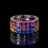 14ctw Asscher Cut Multicolor Sapphire Bold Rainbow Cocktail Ring