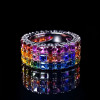 14ctw Asscher Cut Multicolor Sapphire Bold Rainbow Cocktail Ring