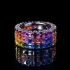 14ctw Asscher Cut Multicolor Sapphire Bold Rainbow Cocktail Ring