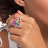 18ctw Emerald Cut Multicolor Sapphire Allover-set Cocktail Ring