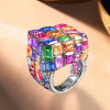 18ctw Emerald Cut Multicolor Sapphire Allover-set Cocktail Ring
