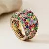 15ctw Multicolor Sapphire Allover Paved Bold Cocktail Ring