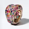 15ctw Multicolor Sapphire Allover Paved Bold Cocktail Ring