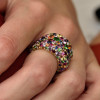15ctw Multicolor Sapphire Allover Paved Bold Cocktail Ring