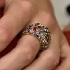 15ctw Multicolor Sapphire Allover Paved Bold Cocktail Ring