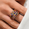 15ctw Multicolor Sapphire Allover Paved Bold Cocktail Ring