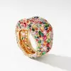 15ctw Multicolor Sapphire Allover Paved Bold Cocktail Ring