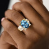 3ct Oval Cut Blue Sapphire Mechanical Style Unisex Engagement Ring