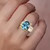 3ct Oval Cut Blue Sapphire Mechanical Style Unisex Engagement Ring