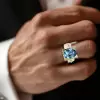 3ct Oval Cut Blue Sapphire Mechanical Style Unisex Engagement Ring