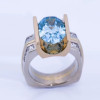 3ct Oval Cut Blue Sapphire Mechanical Style Unisex Engagement Ring