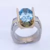 3ct Oval Cut Blue Sapphire Mechanical Style Unisex Engagement Ring