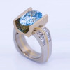 3ct Oval Cut Blue Sapphire Mechanical Style Unisex Engagement Ring