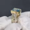 3ct Oval Cut Blue Sapphire Mechanical Style Unisex Engagement Ring